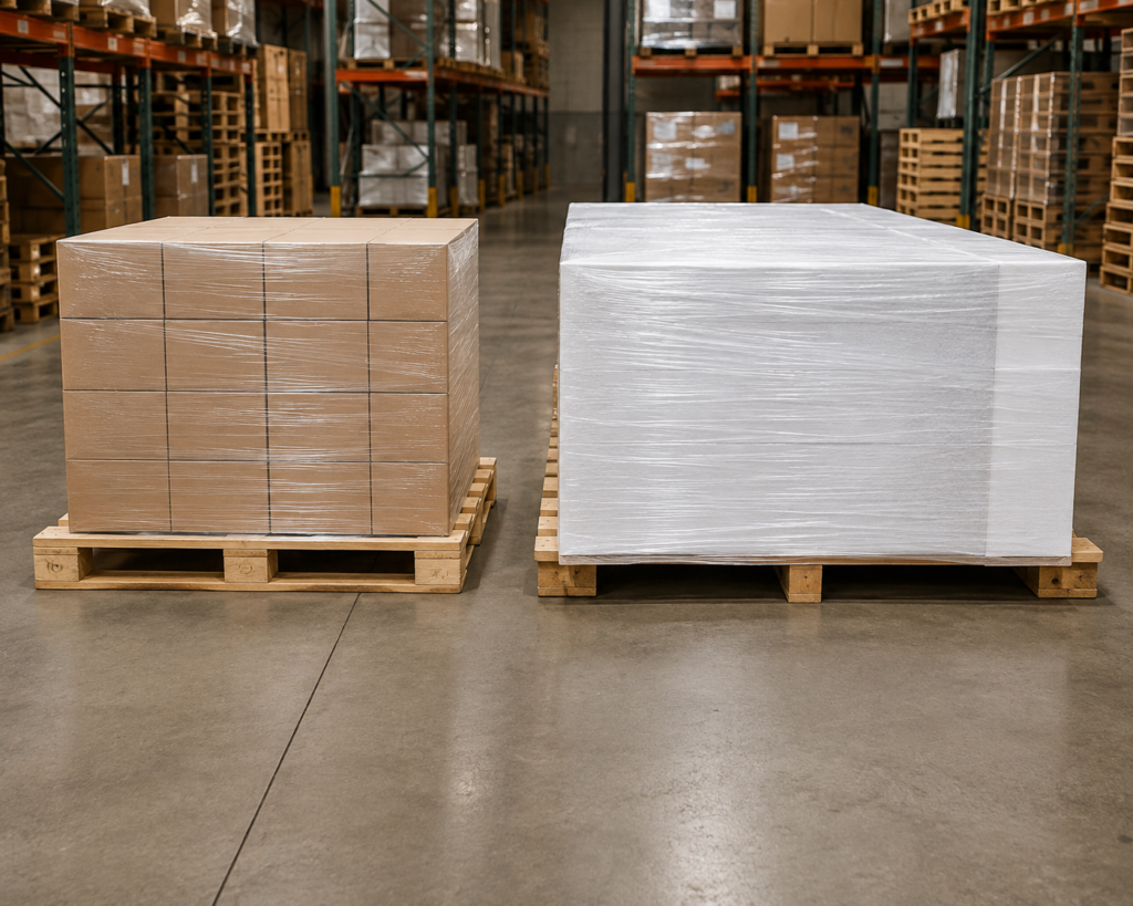48×40 standard pallet compared with an oversized load requiring a different pallet size